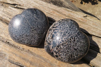 Polished Black Tourmaline Matrix Hearts x 3 From Madagascar