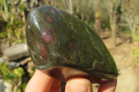 Polished Fluorescent Ruby Corundum In Chrome Verdite Free Forms x 4 From Zimbabwe