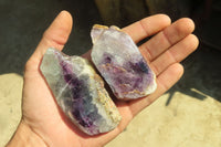 Polished One Side Polished Watermelon Fluorite Pieces  x 12 From Uis, Namibia