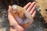 Polished Dendritic Agate Standing Free Forms  x 2 From Madagascar