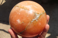 Polished Extra Large Orange Twist Calcite Sphere  x 1 From Maevantanana, Madagascar