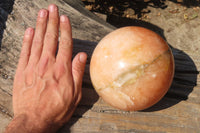 Polished Extra Large Orange Twist Calcite Sphere  x 1 From Maevantanana, Madagascar