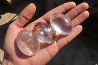 Polished Clear Quartz Crystal Galet / Palm Stones x 35 From Madagascar