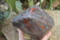 Polished Extra Large Blood Stone Point With Pyrite  x 1 From Swaziland