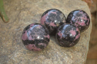 Polished Rhodonite Spheres  x 4 From Ambindavato, Madagascar