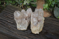 Natural Cascading Smokey Quartz Clusters x 2 From Luena, Congo