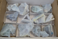 Natural Etched Blue Chalcedony Specimens  x 12 From Malawi