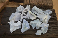 Natural Etched Blue Chalcedony Specimens  x 12 From Malawi