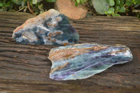 Polished One Side Polished Watermelon Fluorite Pieces  x 2 From Namibia