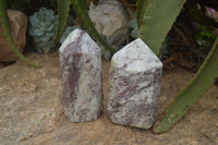 Polished Rubellite Pink Tourmaline Matrix Points x 2 From Karibib, Namibia