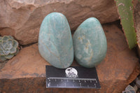 Polished Blue Amazonite Standing Free Forms  x 3 From Madagascar