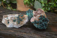 Natural Rare Ball Malachite On Drusy Quartz Dolomite Specimens  x 2 From Kambove, Congo