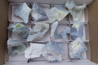 Natural Etched Blue Chalcedony Specimens  x 12 From Malawi