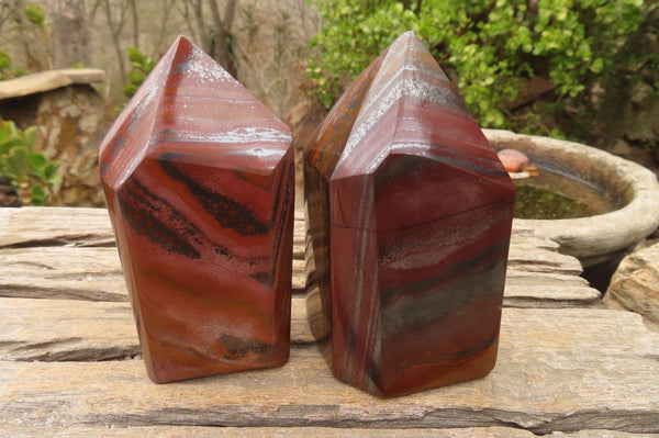 Polished Rare Banded Iron Stone Jasper Points  x 2 From South Africa