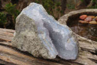 Natural Blue Lace Agate Geode Specimens  x 4 From Malawi