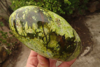 Polished Green Opal Standing Free Forms  x 2 From Madagascar