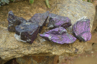 Natural Metallic Purpurite Cobbed Specimens  x 6 From Namibia