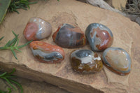 Polished One Side Polished Polychrome Jasper Nodules  x 6 From Madagascar