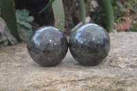 Polished Labradorite Spheres  x 2 From Madagascar