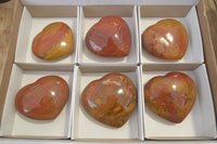 Polished Red Jasper Hearts  x 6 From Southern Africa