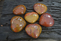 Polished Red Jasper Hearts  x 6 From Southern Africa