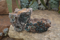 Natural Rare Ball Malachite On Drusy Quartz Dolomite Specimens  x 2 From Congo