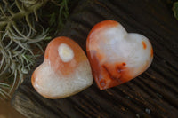 Polished Carnelian Agate Hearts  x 6 From Madagascar