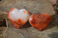 Polished Carnelian Agate Hearts  x 6 From Madagascar