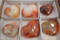 Polished Carnelian Agate Hearts  x 6 From Madagascar