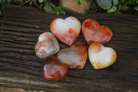 Polished Carnelian Agate Hearts  x 6 From Madagascar