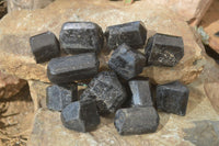 Natural Schorl Black Tourmaline Specimens  x 12 From Zimbabwe