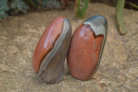 Polished Polychrome Jasper Standing Free Forms  x 4 From Madagascar