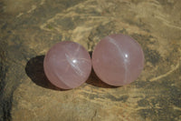 Polished Rare Star Rose Quartz Spheres x 3 From Madagascar