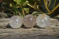 Polished Clear Quartz Crystal Balls  x 3 From Madagascar