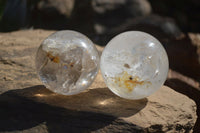 Polished Clear Quartz Crystal Balls  x 3 From Madagascar