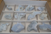 Natural Etched Blue Chalcedony Specimens  x 12 From Malawi