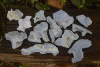 Natural Etched Blue Chalcedony Specimens  x 12 From Malawi