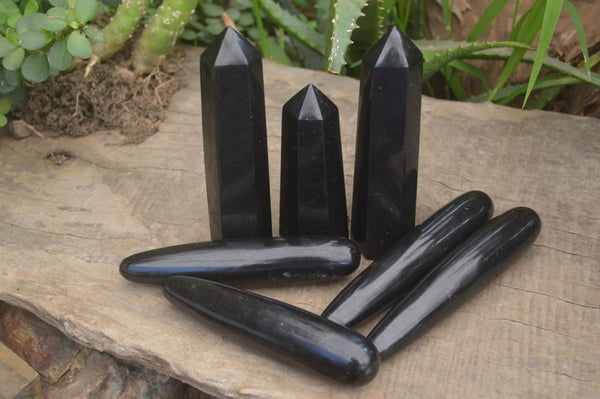 Polished Black Basalt Items  x 7 From Madagascar