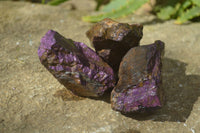 Natural Metallic Purpurite Cobbed Specimens  x 12 From Namibia