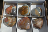 Polished Polychrome Jasper Hearts  x 6 From Madagascar