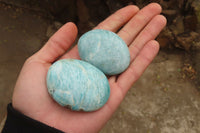 Polished Blue Amazonite Galets  x 12 From Madagascar