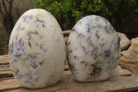 Polished Dendritic White Opal Standing Free Forms  x 4 From Madagascar