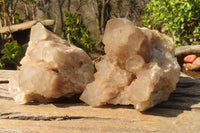 Natural Cascading Smokey Quartz Clusters  x 2 From Congo