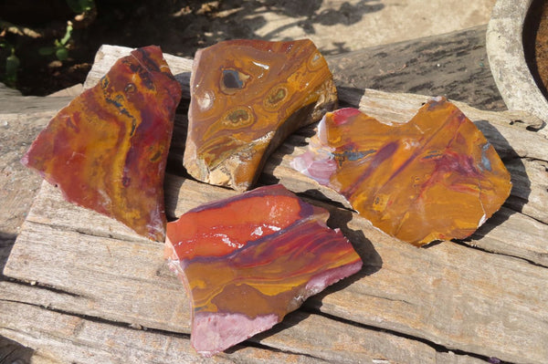 Polished One Side Nguni Jasper Specimens x 4 From Prieska, South Africa