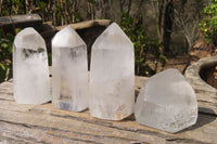 Polished Clear Quartz Crystal Points x 4 From Madagascar