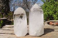 Polished Clear Quartz Crystal Points x 4 From Madagascar