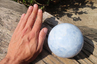 Polished Blue Calcite Spheres x 1 From Ihadilalana, Madagascar