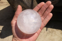 Polished Girasol Pearl Quartz Spheres x 2 From Madagascar