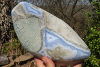 Polished Blue Lace Agate Standing Free Forms x 1 From Nsanje, Malawi