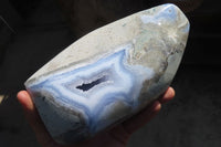 Polished Blue Lace Agate Standing Free Forms x 1 From Nsanje, Malawi